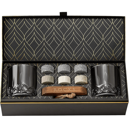 Whiskey Chilling Stones & Signature Crystal Glasses Gift Set