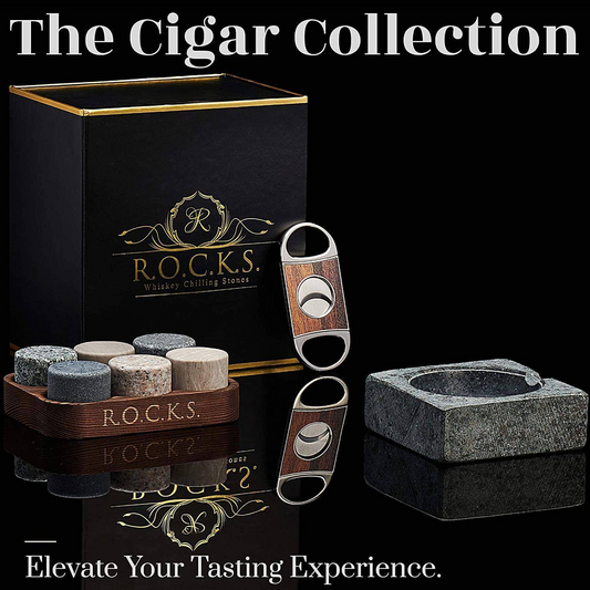 Whiskey Stones with Cigar Cutter & Cigar Ashtray