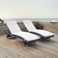 Biscayne Outdoor Wicker Chaise Lounge in White/Brown