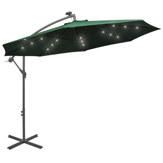 Hanging Parasol with LED Lighting 118.1" Green