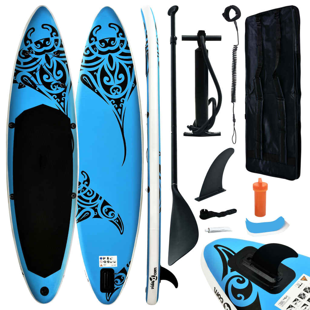 Blue and Black Stand Up Paddle Board Set