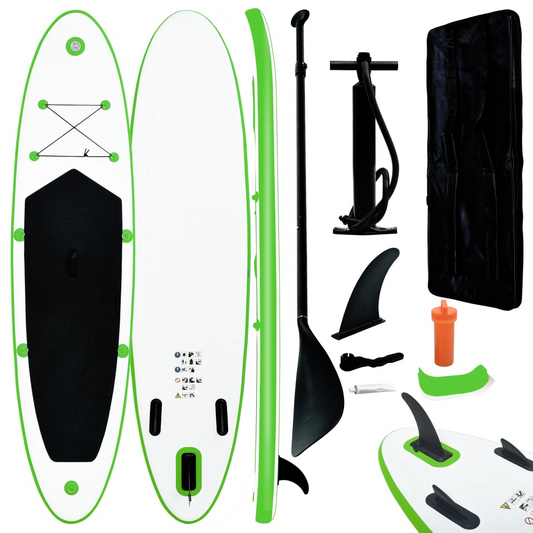 Green and White Stand Up Paddle Board Set