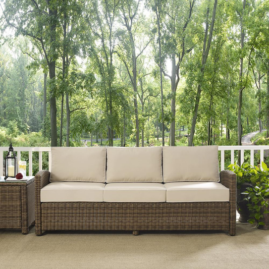 Bradenton Outdoor Wicker Sofa in Sand/Weathered Brown