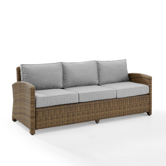 Bradenton Outdoor Wicker Sofa in Grey/Weathered Baron