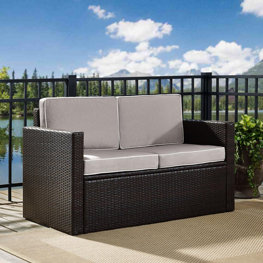 Palm Harbor Outdoor Wicker Loveseat Gray/Brown