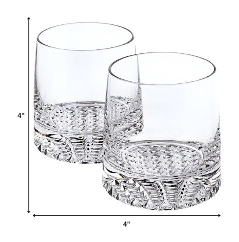 "Mouth Blown European Crystal Whiskey Set 4 Pc Rocks Or Dof Set"