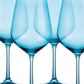 "Set of Four Translucent Aqua Blue Large Wine Glasses"