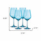 "Set of Four Translucent Aqua Blue Large Wine Glasses"