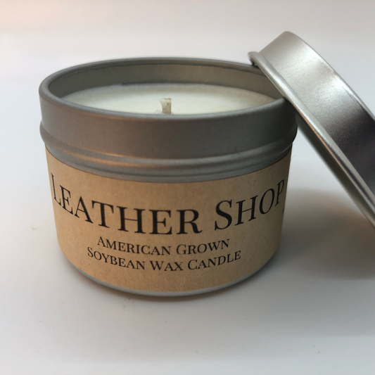 Leather Shop Soy Wax Candle | 2 oz Travel Tin