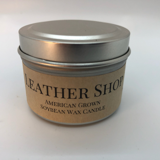 Leather Shop Soy Wax Candle | 2 oz Travel Tin