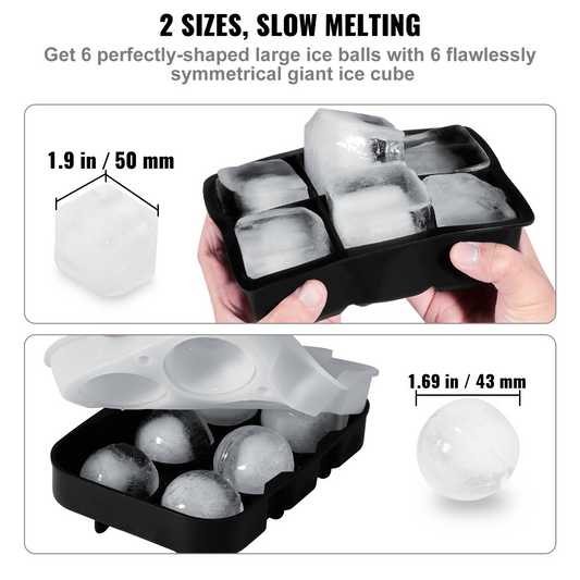 Silicone Sphere and Cube Ice Cube Trays